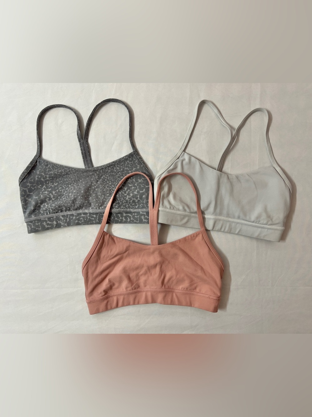 Lululemon Nulu Y Flow Sports Bra Bralette Bundle White Leopard Pink